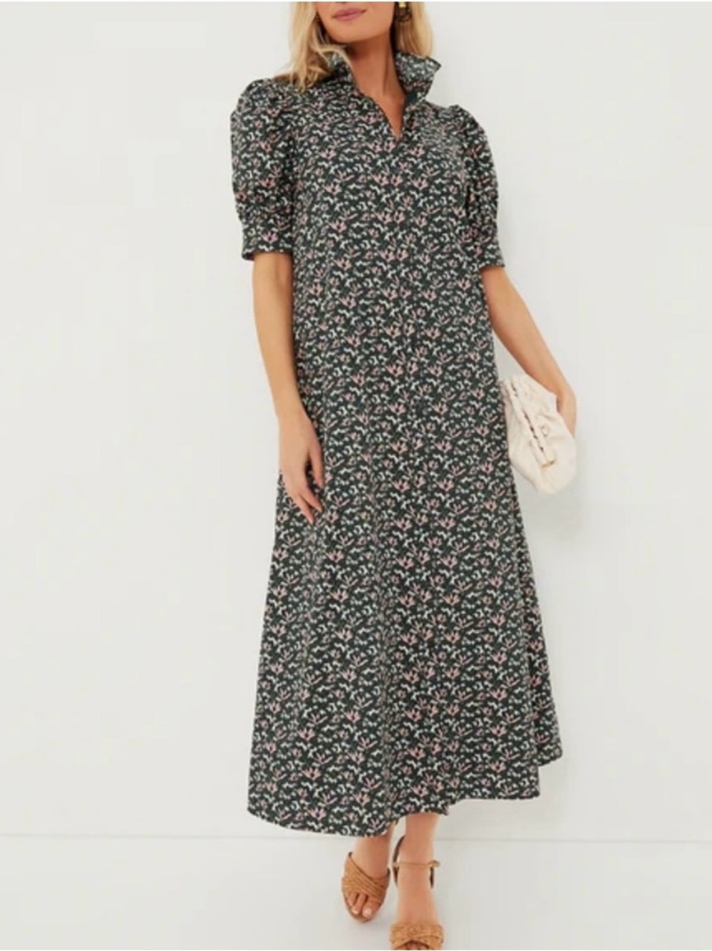 Tuckernuk Hyacinth House Floral Puff-Sleeve Maxi Dress